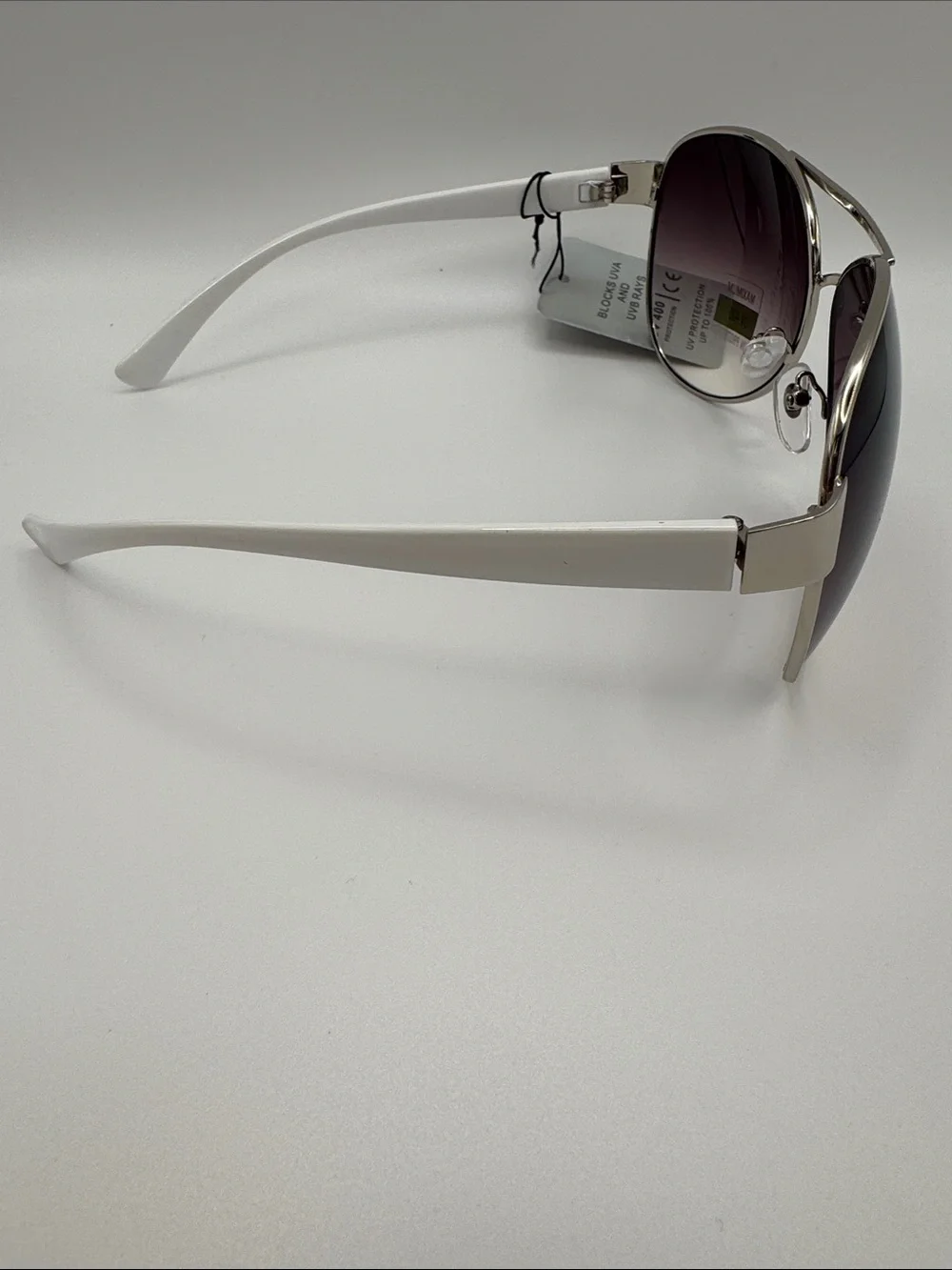 Silver Aviator Sunglasses with Purple Gradient Lenses